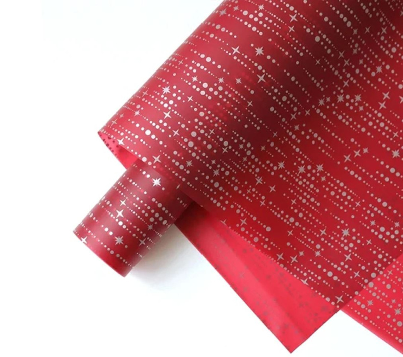 Упаковочный материал Звездное сияние 55 мкр, 58х58 см, 20 лист/упак, винный