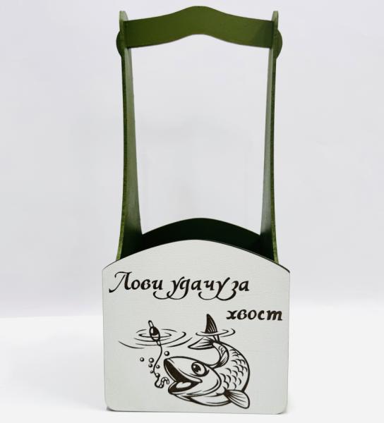 Декоративный ящик квадратный с высокой ручкой 140*125*h300 Лови удачу за хвост хаки