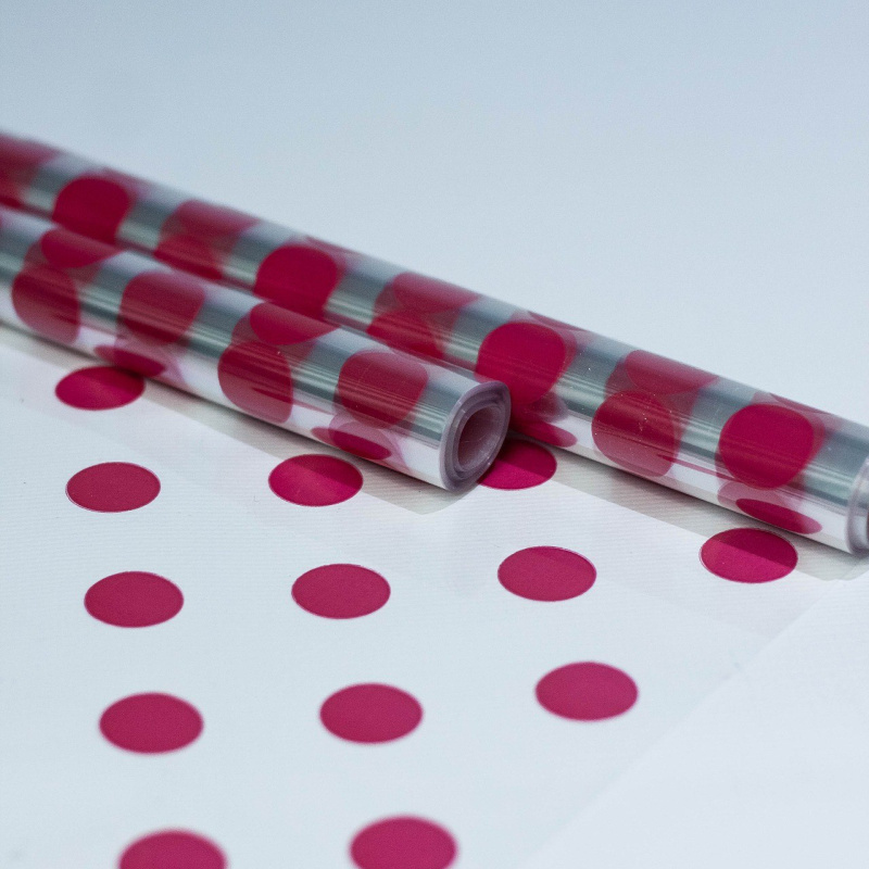 Пленка Горох крупный яркая малина 70см*10ярд ± 5%