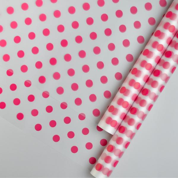 Пленка матовая (MDS) Горох яркая малина 60см,40мкм 200гр