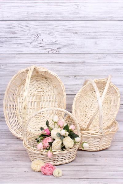 Корзины из ивы 4шт, овал, 45*35*15, 38*30*13,  33*25*12, 28*20*10 натуральный