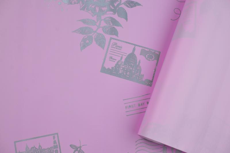 Пленка матовая двухст.с рисунком пурпурное утро/роза серебро 58см*12м±5% 50мкр