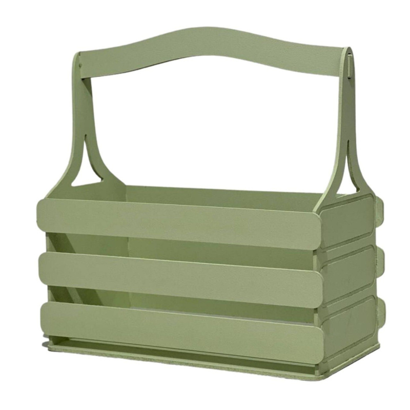 Декоративный ящик из фанеры реечный прямоугольный 250*125 h255 фисташковый