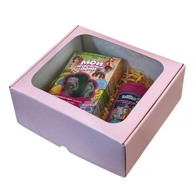 Коробка с ПЭТ-окном цв. пудровый, 260мм/300мм/120мм