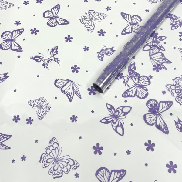 Пленка Летящие Бабочки сиреневый 70см*200гр ± 5%