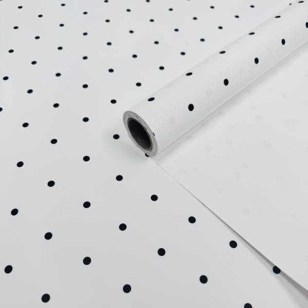 Пленка матовая однотонная Мелкий горошек белый/черный 58см*10м±5% 65мкм