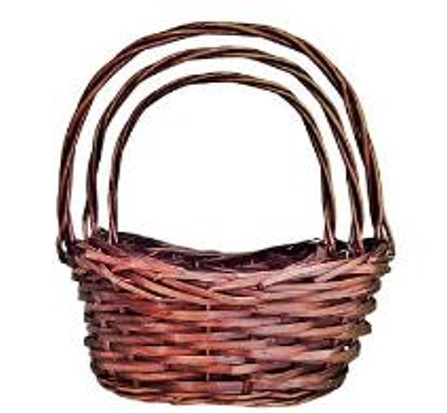 Корзины из ивы 36*28*12*16*37, 31*23*10*15*33, 26*19*10*12*29, 3шт, овал, коричневый