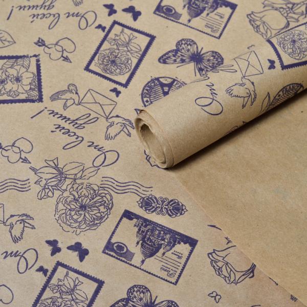 Крафт бумага Марки фиолетовый цв. на коричневом фоне 720мм/60гр/60мкр/8,5м± 5%