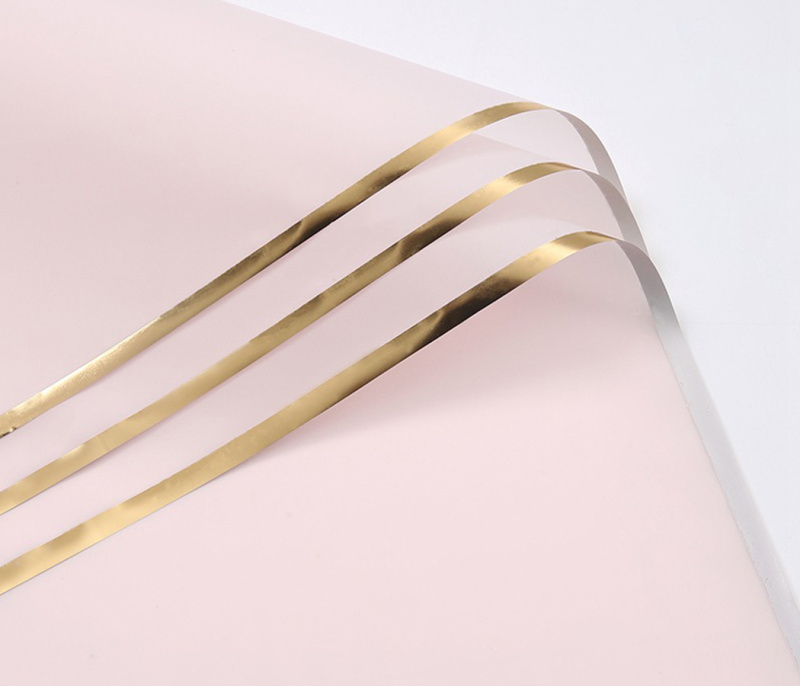 Упак. материал флористическая пленка Золотой кант, 58х58 см, светло-розовый, 20 листов /упак