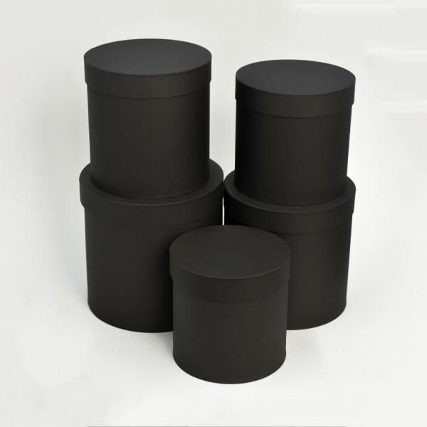 Набор круглых коробок 5 в 1 Черный 25х25/23х23/22х22/20х20/19х19 однотон