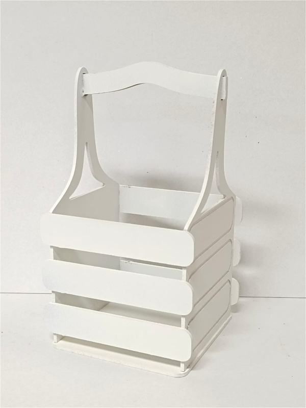 Декоративный ящик из фанеры реечный квадратный 140*125*h240 белый