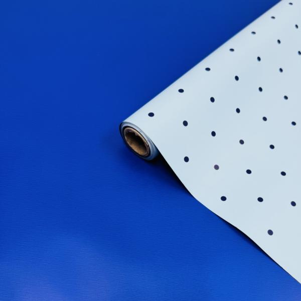 Пленка матовая двухсторонняя Мелкий горошек небесно-голубой/ синий 58см*10м±5% 65мкм