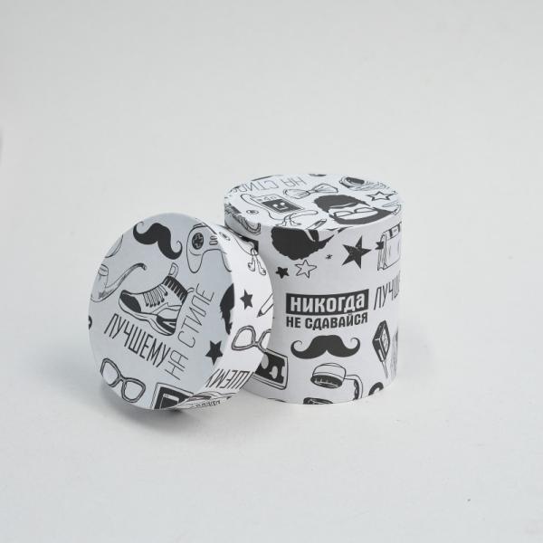 Коробка круглая 13*13 На стиле рисунок черный на белом