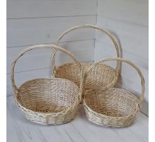 Набор корзин из ивы, 3 шт, овал, 44*34*10*18*44; 38*29*9*16*39; 32*24*8*14*34см, натуральный