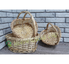 Корзины из ивы, 3шт, овал полоски, 38*30*13, 33*25*12, 28*20*10V натуральный