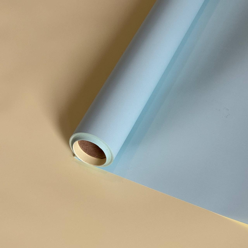 Пленка матовая двухсторонняя небесно-голубой/сливочно желтый 58см*10м±5% 65мкм