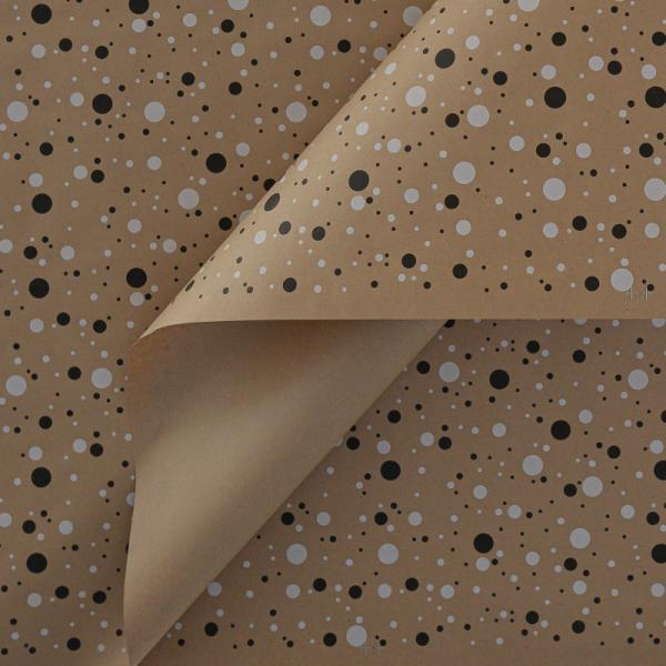 Крафт бумага Конфетти черный/белый цв. на коричневом фоне 720мм/60гр/10м± 5%