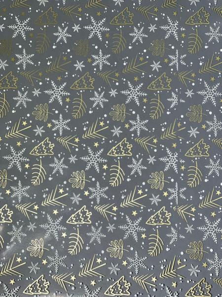 Пленка прозрачная с рисунком ЕлочкиНГ золотая 40мкм/70см/200гр ± 5%