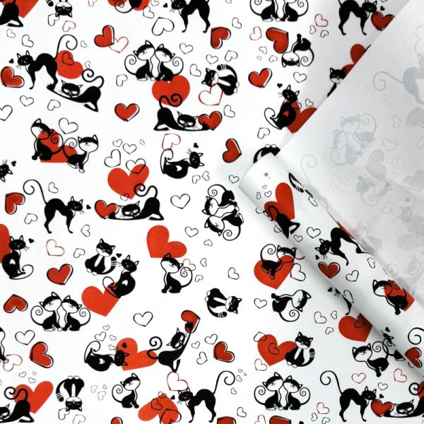 Крафт бумага Ля Мур черный/красный на белом фоне 720мм/60гр/10м ± 5%