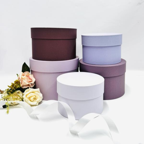 Набор круглых коробок 5 в 1 Лаванда  20 х 14 - 15 х10 см
