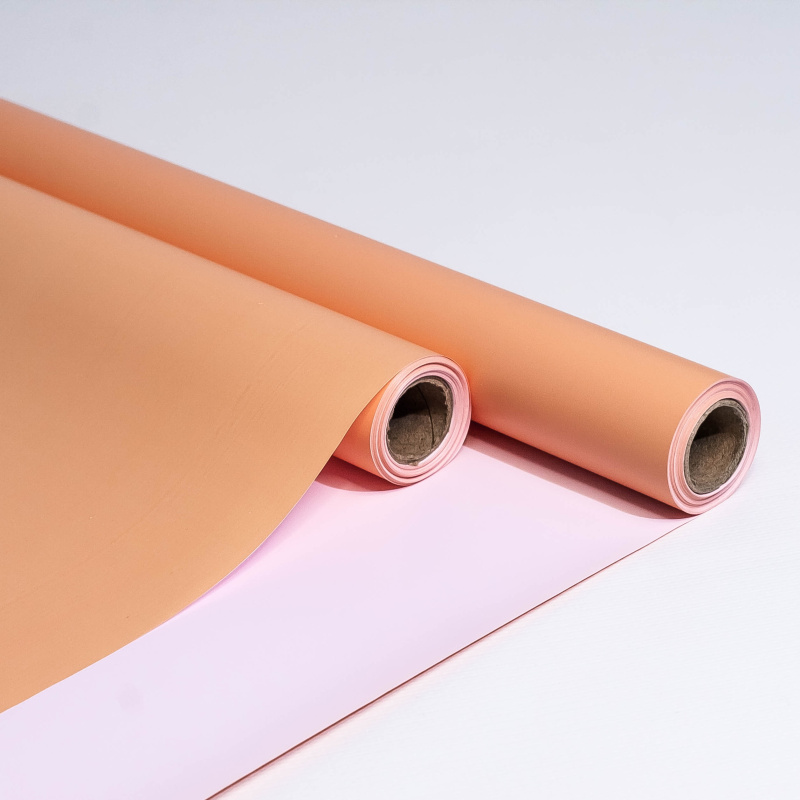 Пленка матовая Корея двухсторонняя персиковый/пурпурное утро 48см*13м±5% 50мкр