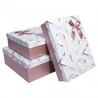 Набор коробок картон 3в1 прямоугольник 27,5*20,5*6,5/33*26,5*10см нейтральный - геометрия 10702070/2