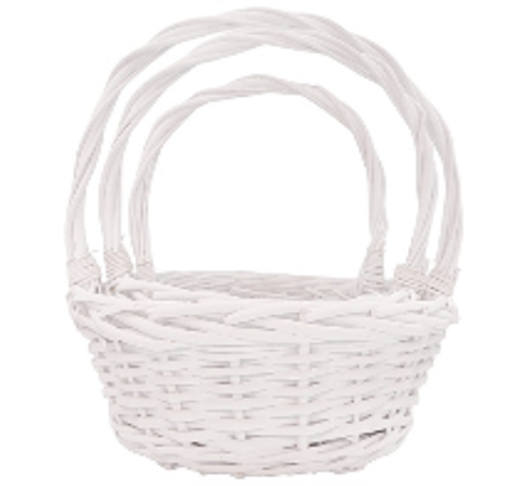 Корзины из ивы 31*13,5*36*B24, 26*11,5*31*B20, 20*10,5*26*B16, 3шт, круг, белый