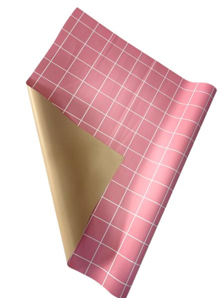 Пленка матовая двухсторонняя Клетка розовый персик/бежевый 58см*10м±5% 65мкм