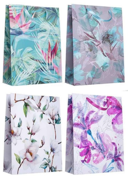Подарочные пакеты Райский сад в ассортименте 31x42x12 см 4 вида 12 шт./упак.
