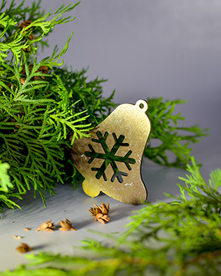 Игрушка новогодняя однослойная Колокольчик  95*105 мм 3шт