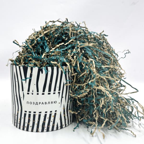 Наполнитель Бумажный двухцветный 100г изумруд/крафт