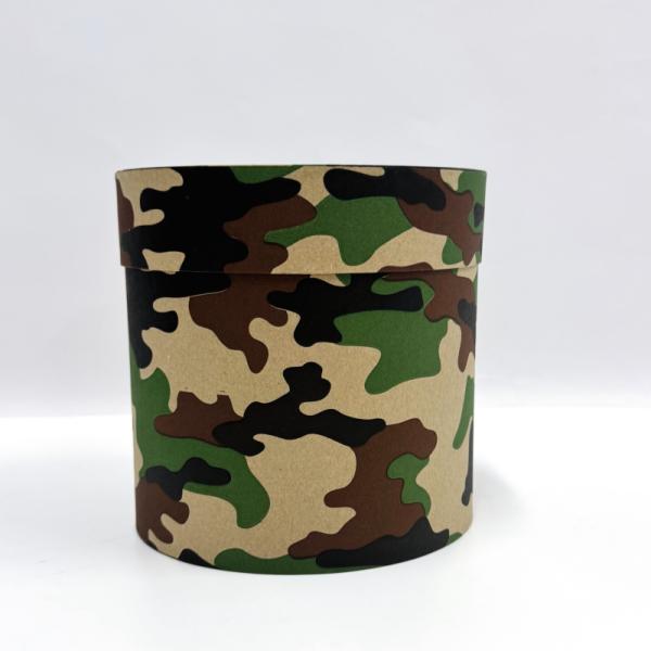 Коробка круглая 18*18 камуфляж зеленый