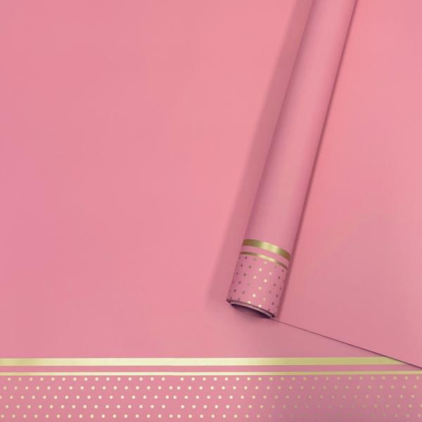 Пленка матовая однотонная Стиль розовый коралл/золото 58см*10м±5% 65мкм