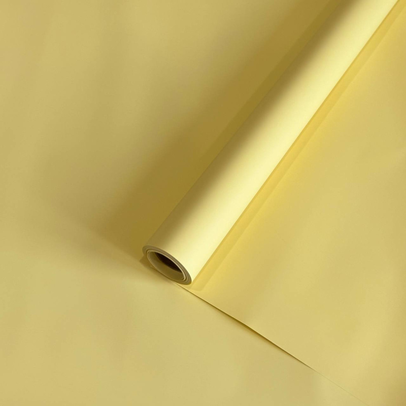 Пленка матовая однотонная двухсторонняя сливочно-желтый 58см*10м±5% 60мкм