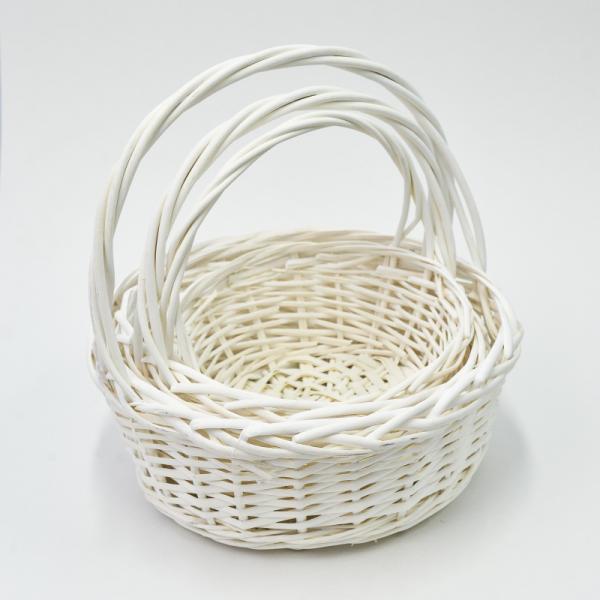 Набор корзин из ивы, 3 шт, круг, 35*35*14*35; 30*30*12.5*30см; 25*25*11*25см, белый