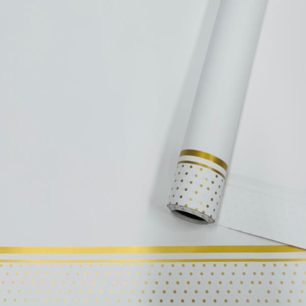 Пленка матовая однотонная Стиль белый/золото 58см*10м±5% 65мкм