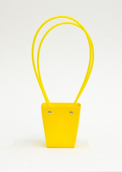 Сумка-трапеция с пластиковыми ручками 9*6,5*10cm, цв. матовый желтый
