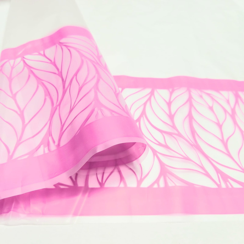 Пленка матовая с рисунком 50 мкр Листья розовая 60см*10 ярд ± 5%
