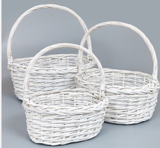 Корзины из ивы 40*35*17*41, 33*29*13*36, 28*23*13*31, 3шт, S. овал, белый