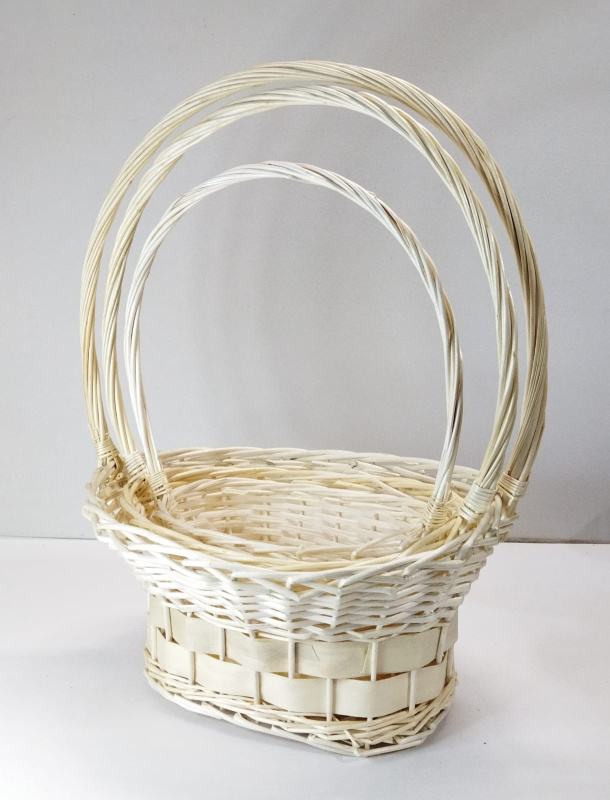 Корзины из ивы, 3 шт круг D40*30 см H20*55 см белый