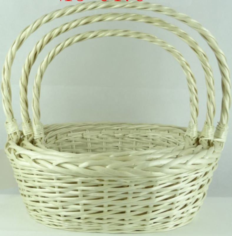 Набор корзин (ива), 43x36x15x40, 38x32x14x 37, 33x27x11x32, 3 шт., белый