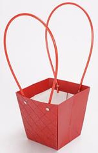 Пакет подарочный тисненый, 13*9.5*15.5 см красный