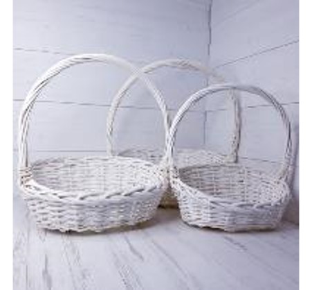 Набор корзин из ивы, 3 шт, овал, 44*34*10*18*44; 38*29*9*16*39; 32*24*8*14*34см, белый