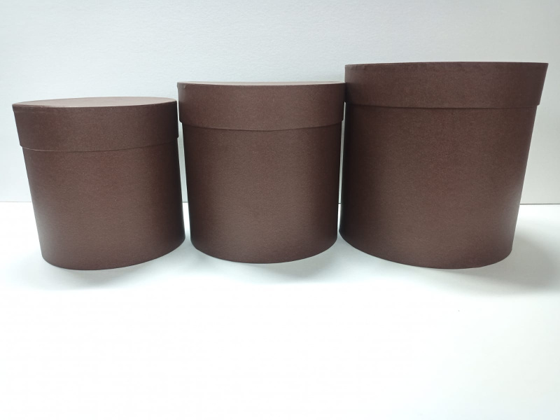 Коробки круглые набор из 3х (10*10/13,5*13,5/15*15)  шоколадный