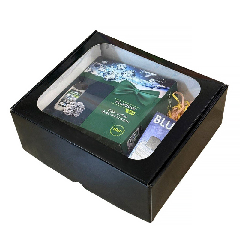 Коробка с ПЭТ-окном цв. черный, 260мм/300мм/120мм