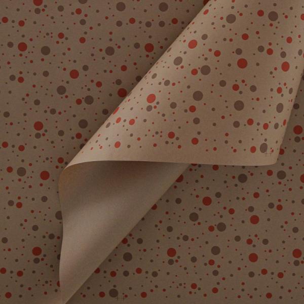 Крафт бумага Конфетти красный/кофейный цв. на коричневом фоне 720мм/60гр/10м± 5%