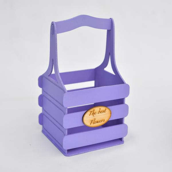 Декоративный ящик из фанеры реечный квадратный 140*125*h240 Декор васильковый