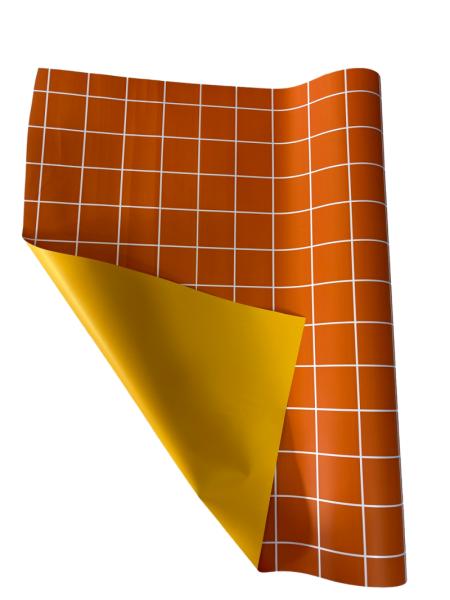 Пленка матовая двухсторонняя Клетка оранжевый/абрикос 58см*10м±5% 65мкм