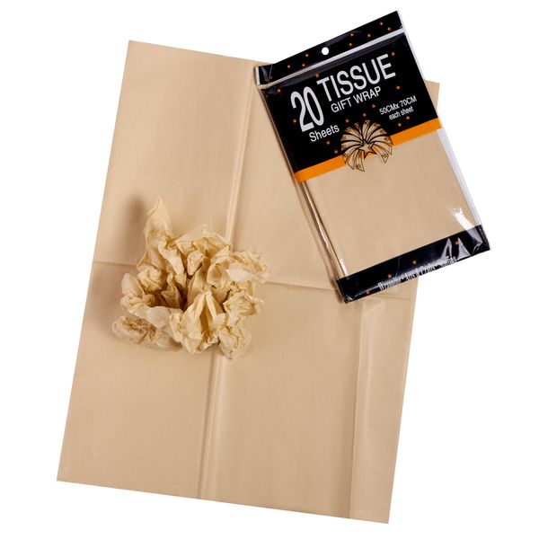 Тишью Бумага, 20  листов в упаковке, 30 грамм, 50cmx66cm, цв. бежевый
