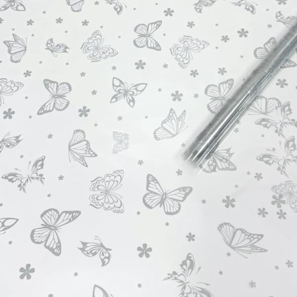 Пленка Летящие Бабочки серебро 70см*200гр ± 5%